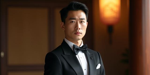 장엄한 예복을 입은 신랑